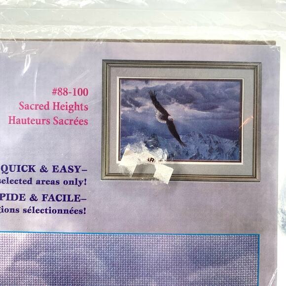 VTG 2000 Janlynn Cross Stitch Kit Sacred Heights Eagle 17”x12” Unopened USA - Picture 5 of 7